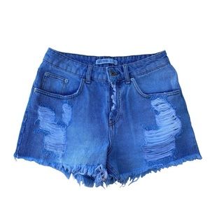 Zara basic z1975 denim shorts distressed size 4